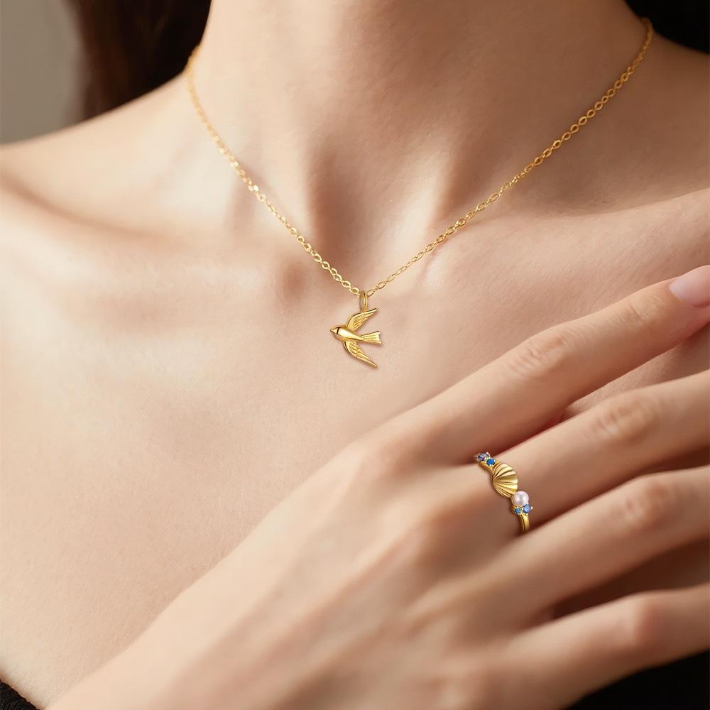 925 Sterling Silver Evropský a Americký Styl Personalizovaný Ptačí Náhrdelník Dámský Niche Designový Smysl Módní Ins Šťastný Ptačí Řetízek na Klíční Kost