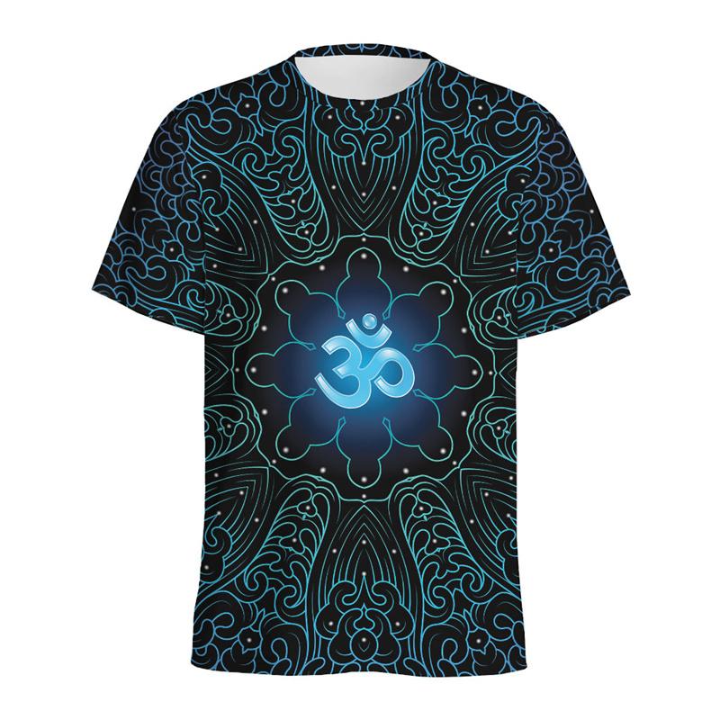 Spiritual Pattern 3D Printed T-shirt For Men Ethnic Floral T Shirt Women Round Neck Short Sleeve Summer Street Tees