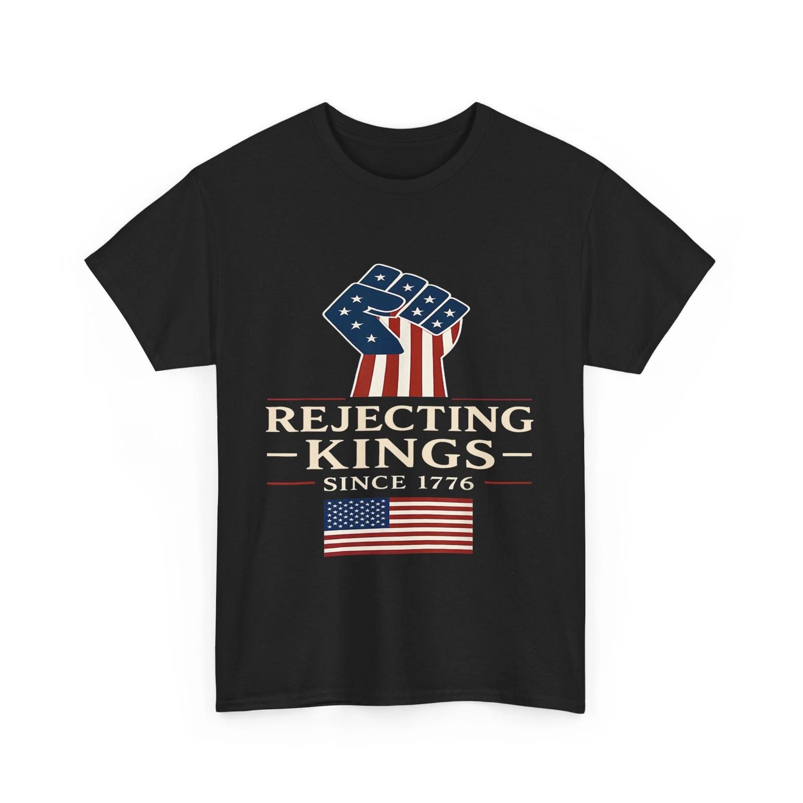 Rejecting Kings Since 1776 Hand Grip American Flag Women Men Shirt 2XL