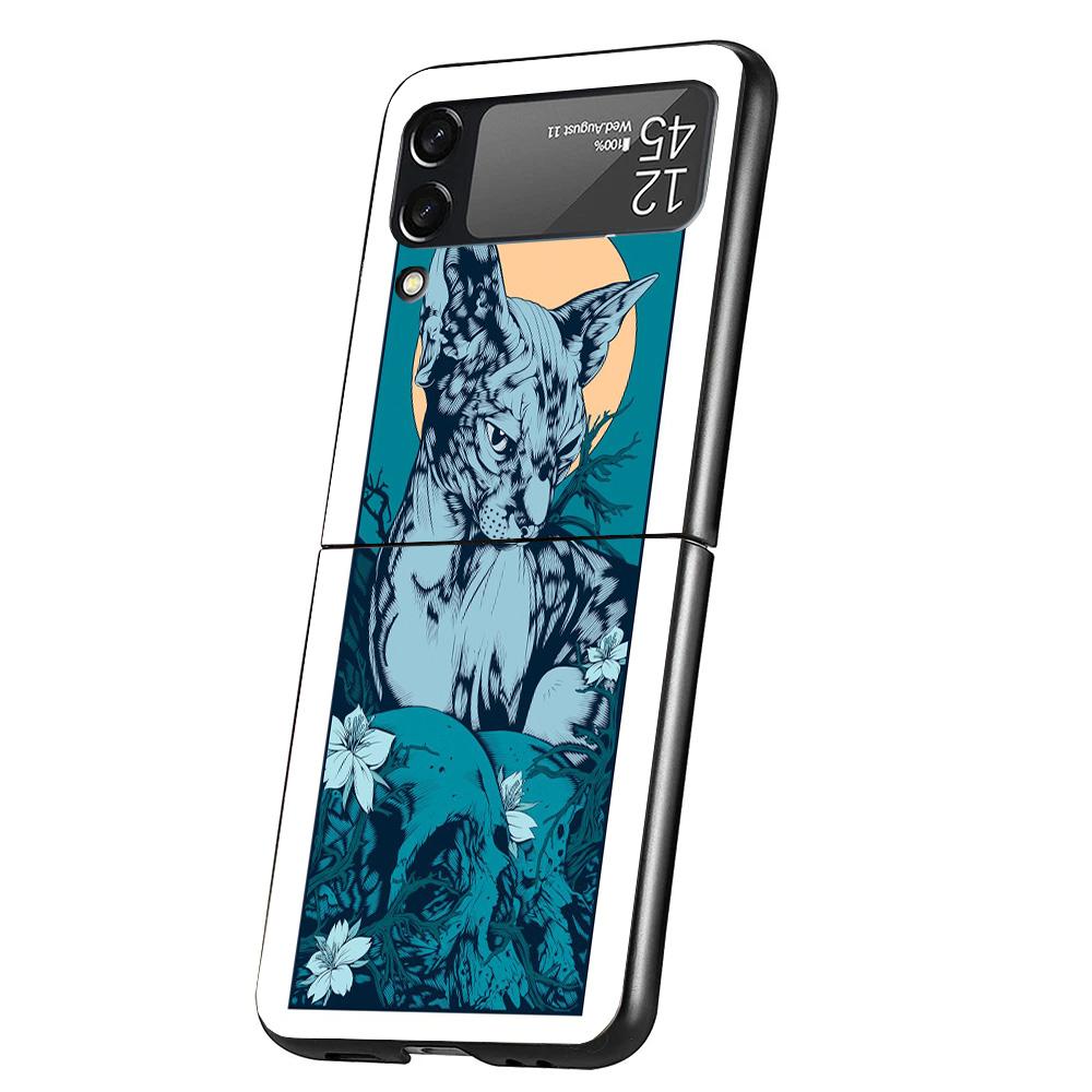 Lavaza Sphynx Sphinx Cat Cover Phone Case For Samsung Galaxy Z Flip 7 6 5 4 3 5G Flip7 Flip6 Flip5 Flip4 Flip3 Black Fundas Shel