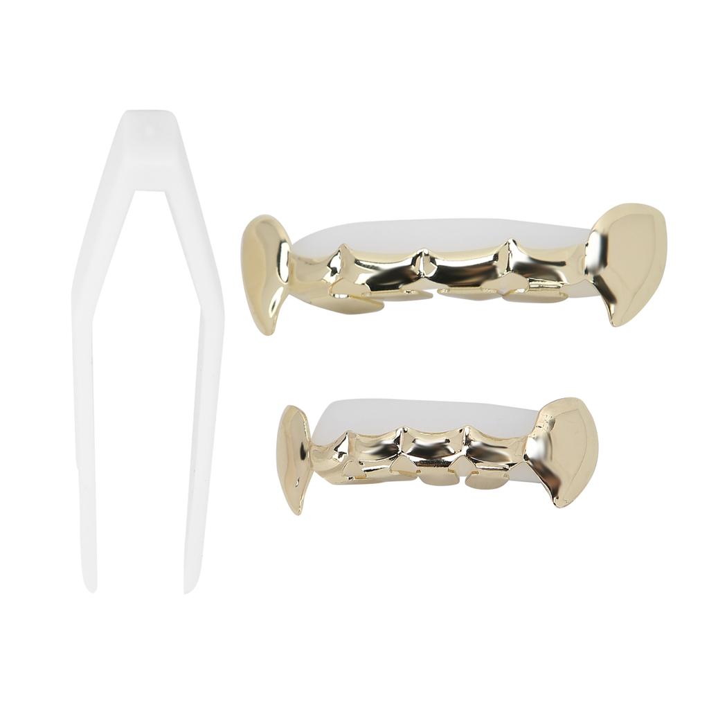 Hip-hopowy zestaw fałszywych zębów wielokrotnego użytku nieblaknący miedziany festiwal halloweenowy dekoracja zębów Brace