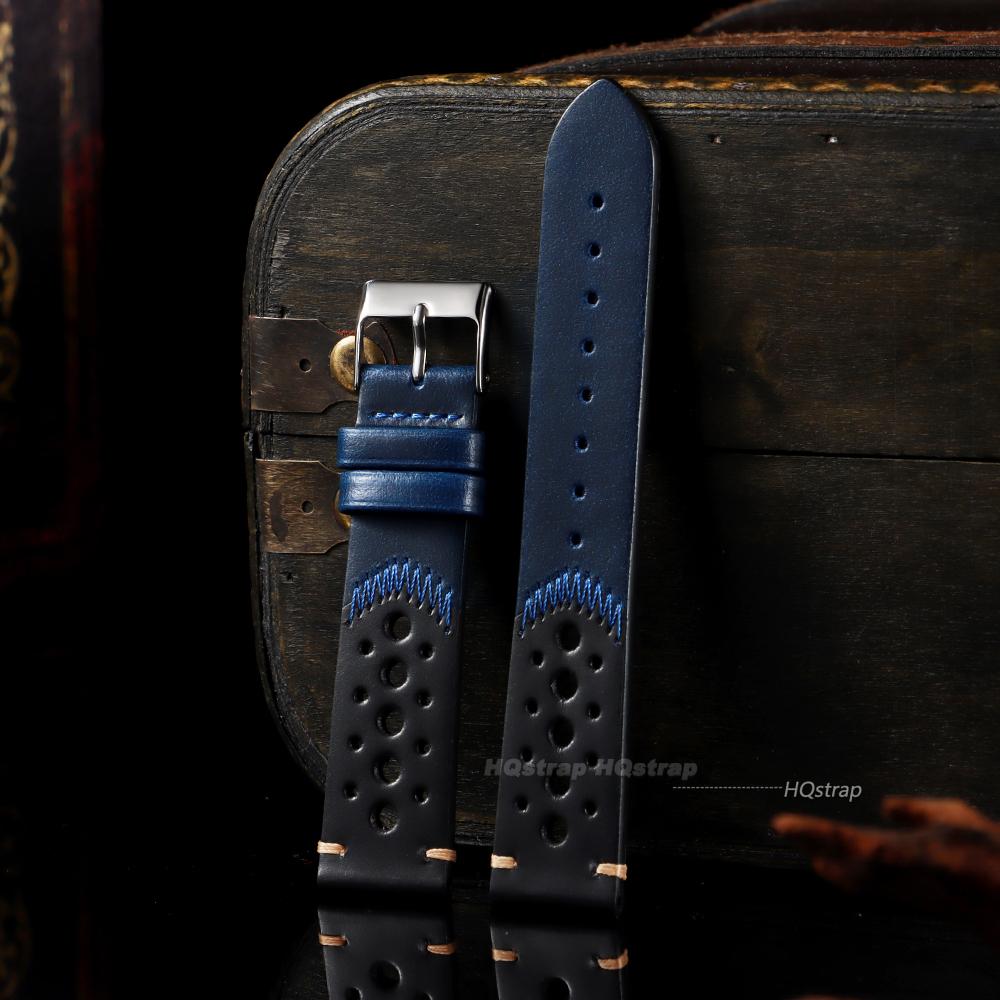 

Breathable Oil Wax Genuine Leather Watch Strap 20mm Cowhide Band Black Green Brown Unisex Watchbands for Seiko Stitching Belt 20mm