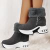 Women's Chunky Platform Boots Zipper Closure Winter Shoes with Thick Platform Heel (Non-Slip Sole) Warm Snow Ankle Boots Female Causal Shoes