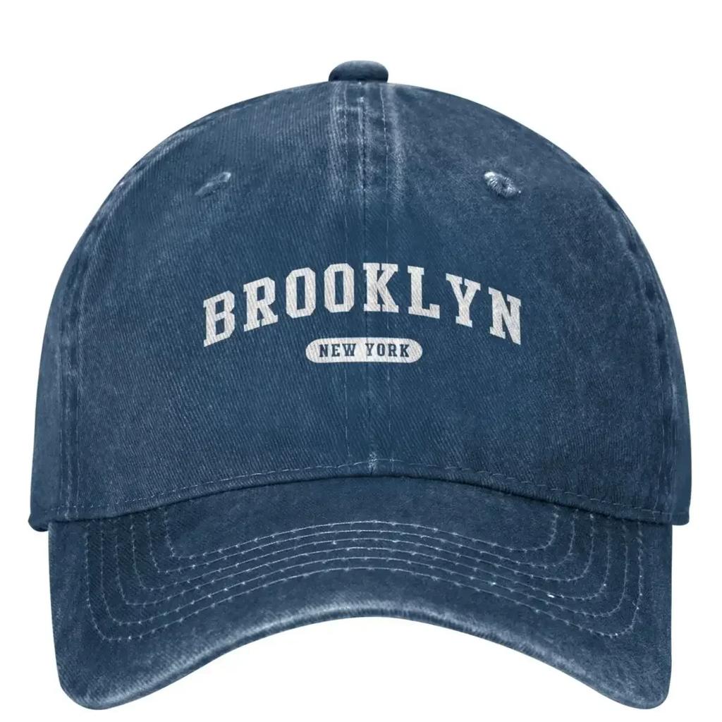 Brooklyn White Letter Print Denim Baseball Cap Outdoor Gym Hip Hop Hats Summer Unisex Unisex yk Retro Design Baseball Caps