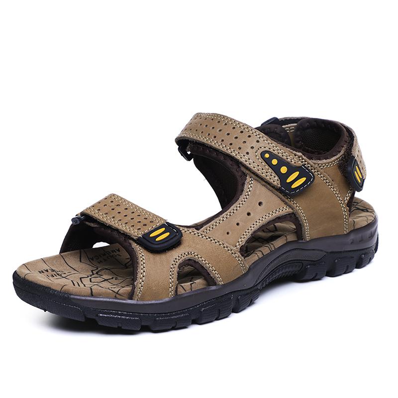 

МодаНові літні сандалії Чоловічі шкіряні класичні римські сандалії Тапочки На відкритому повітрі Кросівки Пляжні гумові шльопанці Чоловічі сандалії для водного туризму 45 хакі