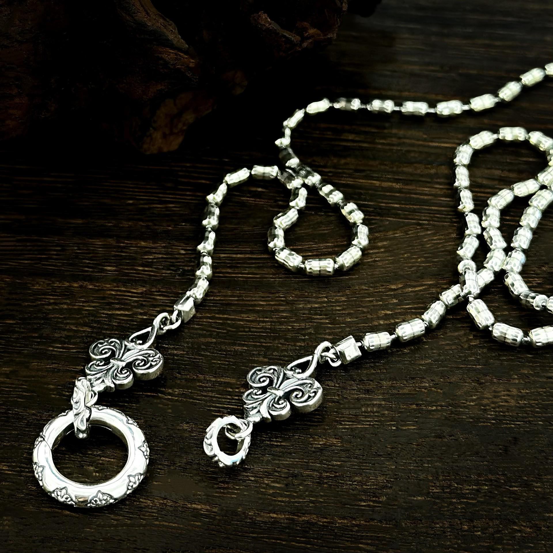 

Ірисове намисто: Срібні намистини S925 грановані, Універсальна застібка, Універсальний ланцюжок-светр для чоловіків та жінок. 50cm