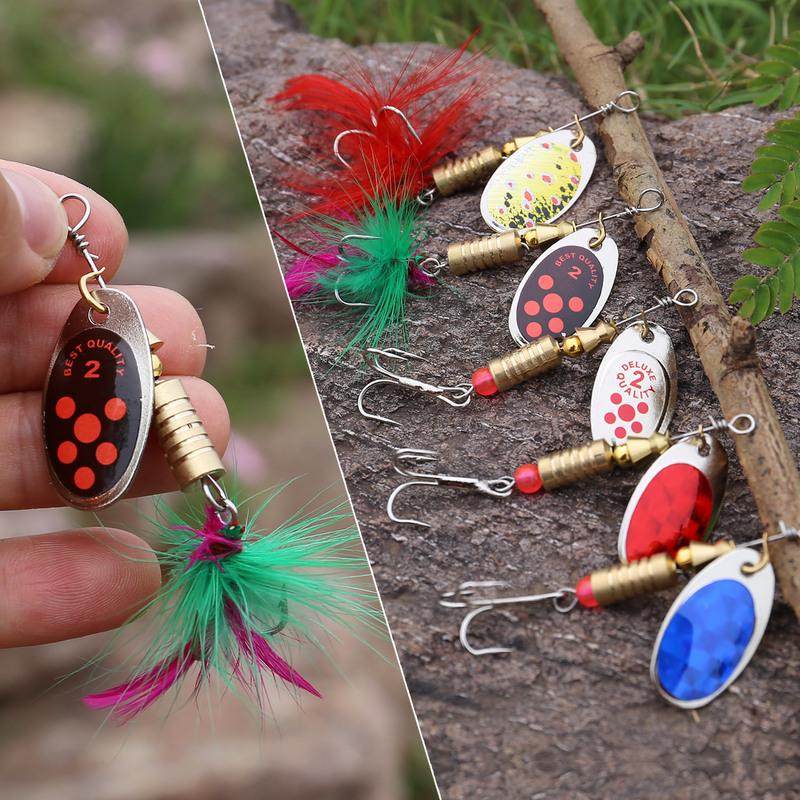 Rotating Spoon Boxed Kit Lure Fishing Lures Metal Fish Hooks Bass Trout Perch Pikefishing Sequins