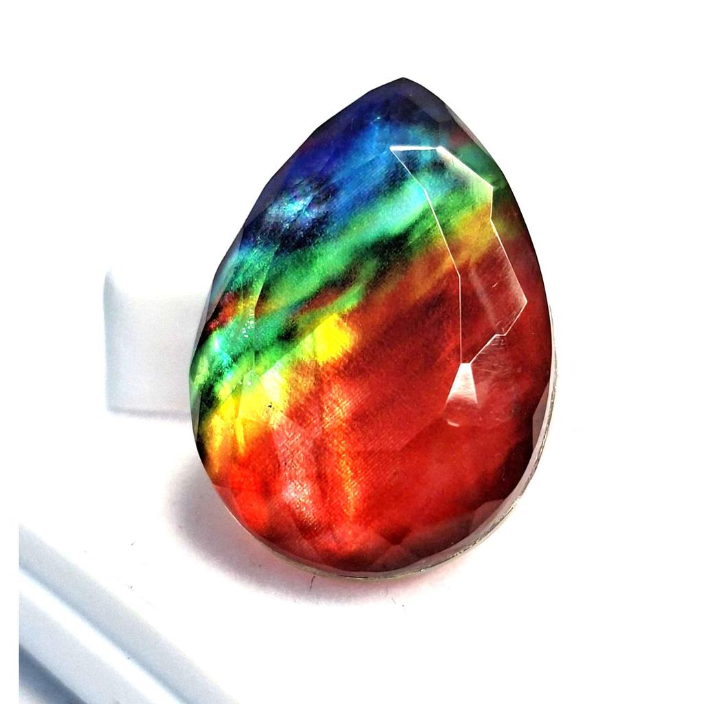 Natural Opal Like Organic Ammolite Pear Cut 35-37 Ct Stunning Loose Gemstone