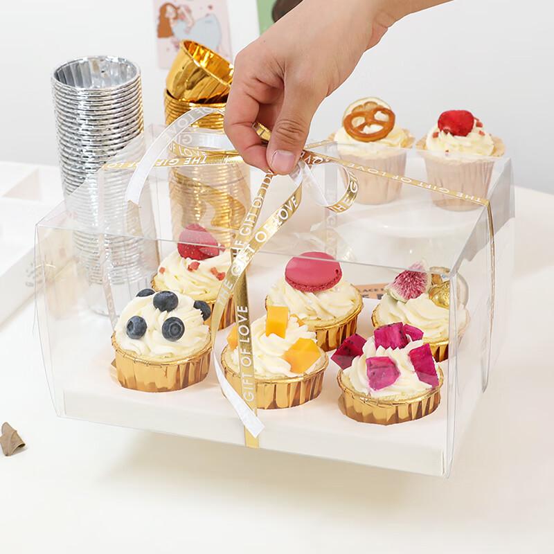 Transparent Cupcake Packaging Box with Handle