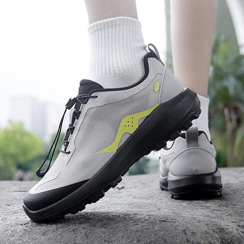 

Men s shoes summer new outdoor casual hiking shoes men s niche lace-free thick-soled breathable sports dad shoes 44 черный серый
