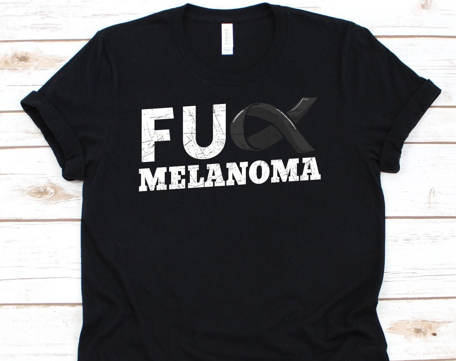 Fuck Melanoma Shirt, Cute Cancer Awareness Tee For Melanoma Warriors Survivor Supporter, Cute Black Ribbon Skin Cancer Gift Idea XL
