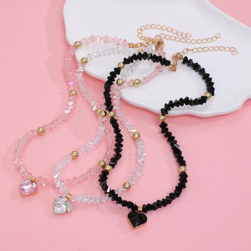 Fashion Vintage Crystal Zircon Heart-Shaped Pendant Necklace For Women Jewelry Accessries Gifts