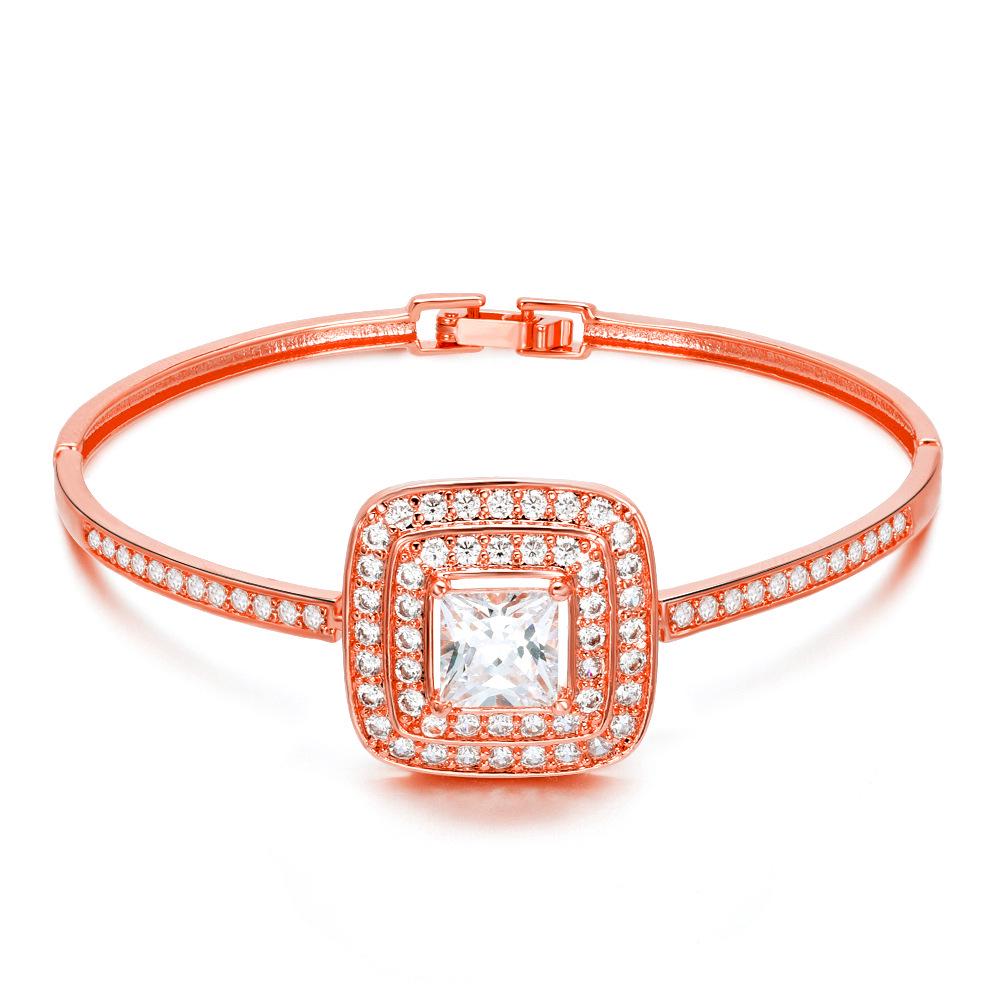 Romantic Rose Gold Plated Women's Bracelet with AA Cubic Zirconia