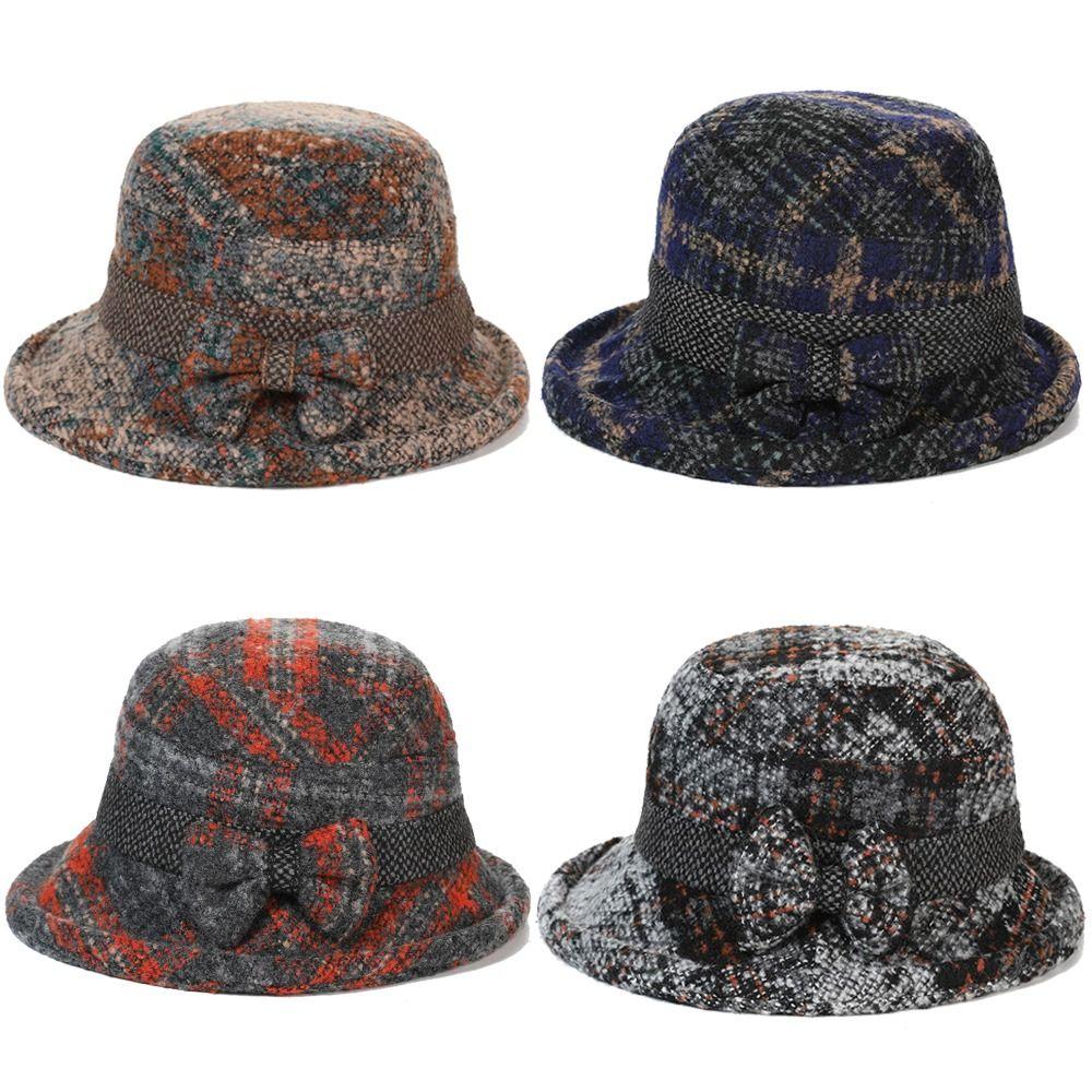 Thickened Warm Women's Woolen Knitted Hat Windproof Bucket Hat Fashion Mom Warmer Cap  For Ladies