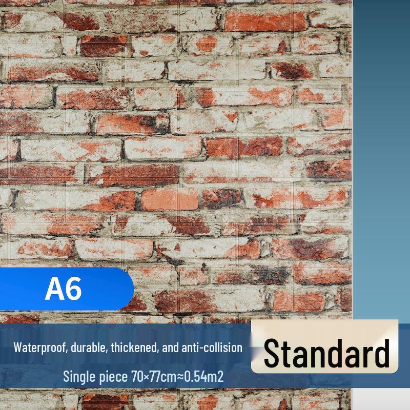 Retro 3D Brick Pattern Self-Adhesive Moisture-Proof Wallpaper Sticker