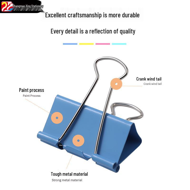 Mixed Pack of Large & Extra Large Colored Paper Clips and Iron Bulldog Clips for Stationery and Test Papers