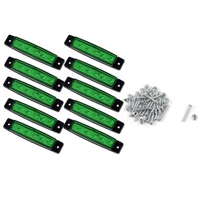 Universal Waterproof 6 LED Side Markers (Green, 3.9 X 0.8 Inches (100 X
