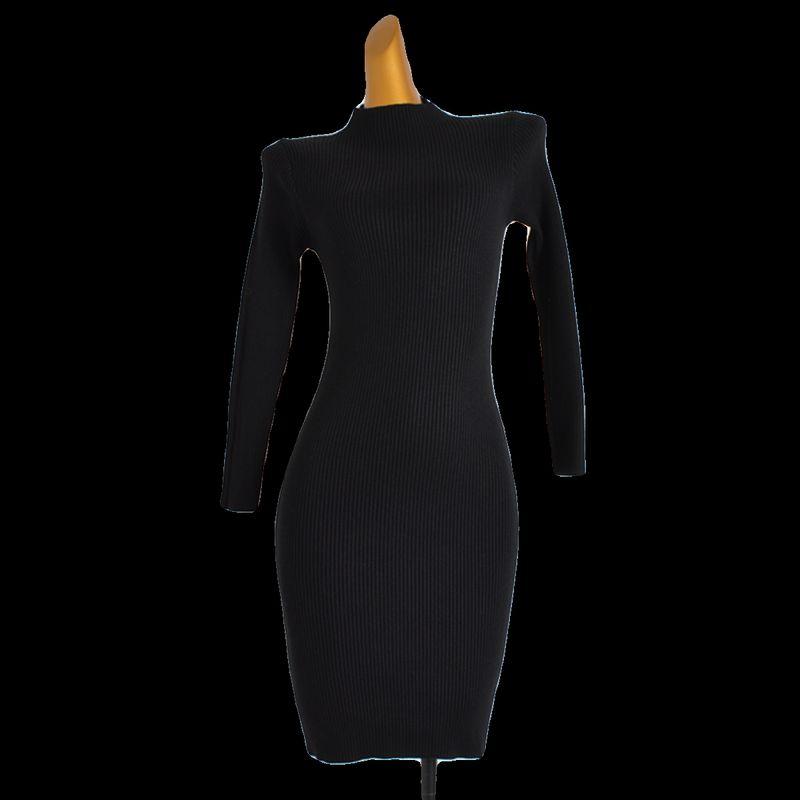 Fall and Winter New Arrival Half-High Collar Long Sleeves Knitting Dress Women's Clothing Silm Slim Looking Inner Match Mid-Length Bodycon Dress