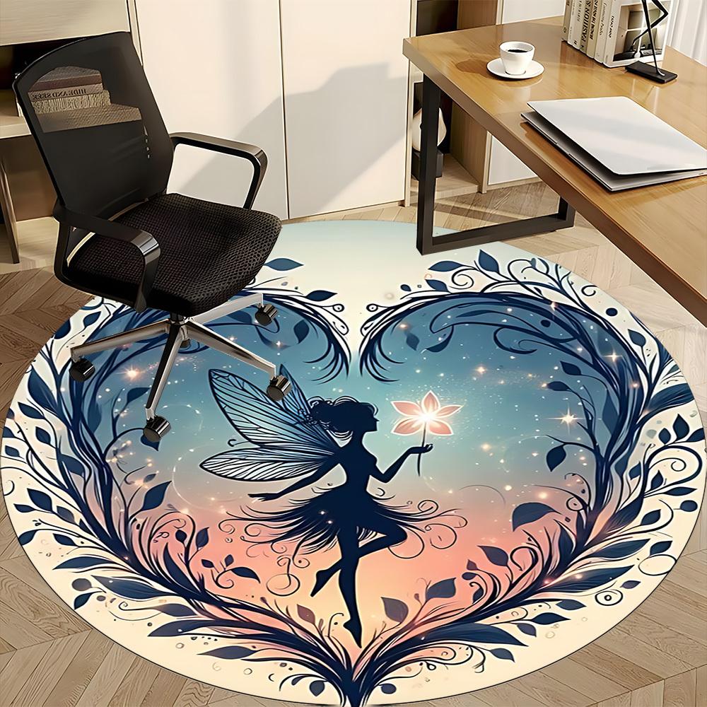 1pc Fairy Fantasy Office Round Area Rug,  Mat Suitable ForOffice, Under Office Chairs Bedroom Living Room Home Decor, Room Deco