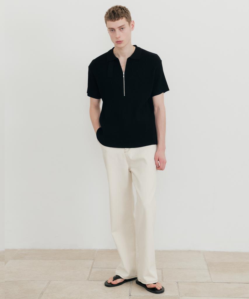 SSIN AND LEE Lounge Half Knit Polo Shirt Black