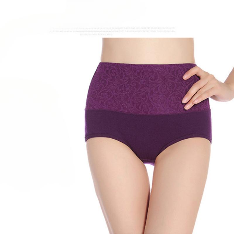 High-Waisted Plus-Size Women's Cotton Panties - Extended Sizing Breathable Triangle Underwear for Moms