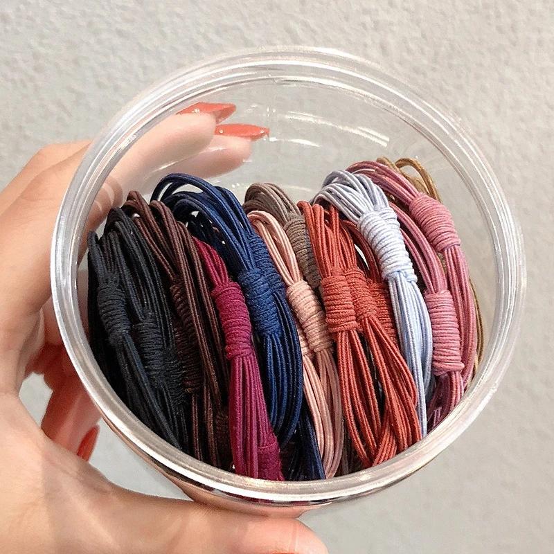 Women's Colorful Hairband Elastic Band 20 Pieces Korean High Elasticity Durable Hair Ring Simple Elegant Rope Hair Decoration