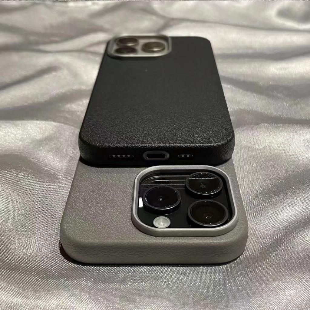 Luxe Matte Lederen Telefoonhoesje Voor iPhone 16 15 14 Plus 13 12 11 Pro Max XS Max XR Lensbescherming Schokbestendige Siliconen Cover