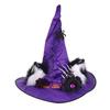 Fluffy Cat Ear Witch Hat With Spider Rose Embellishments Halloween Cosplay Costume Accessory