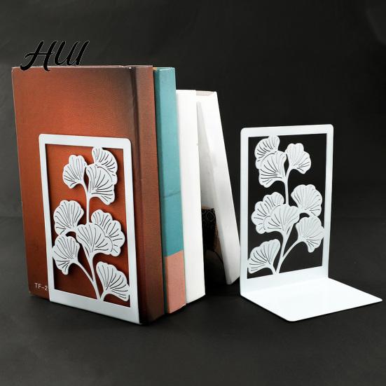 Stabiler Buchhalter 1 Paar Metall Dekorativer Buchstütze, Ginkgoblatt/Monstera Enden für Blatt Buchstütze Bücherregal, Rutschfeste Stopper Zuhause Büro Arbeitszimmer