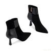 Sharp Pointed Splicing Elegant Minimalist Women's Boots Autumn Winter New Women Fashionable Versatile  High-heeled Short Boots