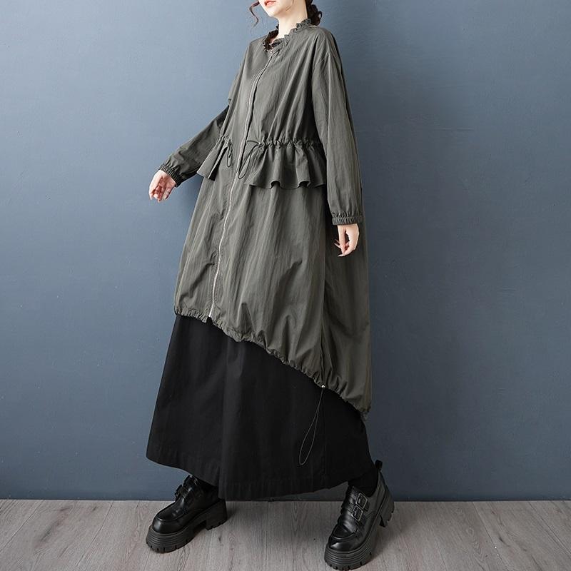 long sleeve oversized vintage  casual loose autumn spring trench coat for women Outerwear