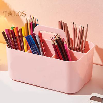 Stackable Desk Organizer Storage Box with Handle Large Capacity Multiple Compartments Pencil Holder Caddy Organizer