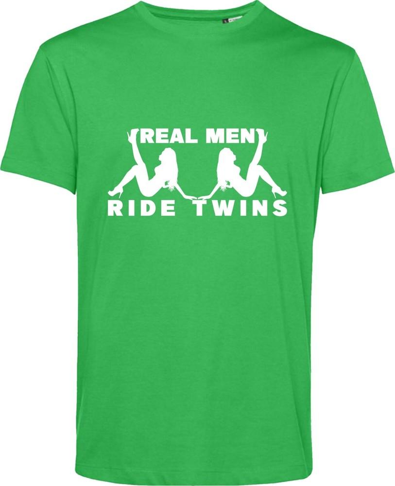Real Unisex Ride Twins Biker T Shirt Funny Biker Design Offensive Adult Joke Top