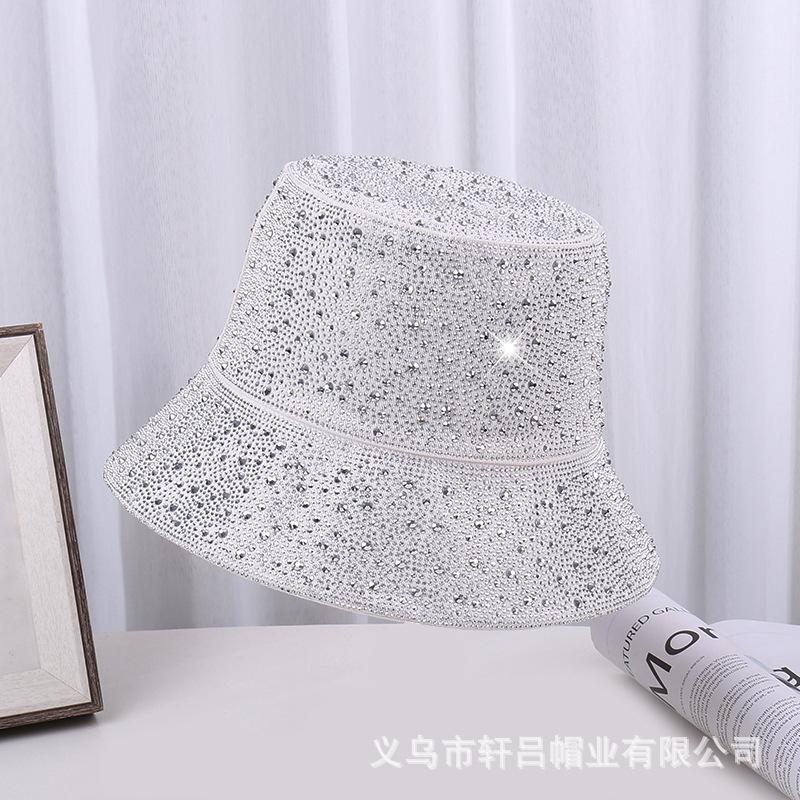 European and American Trendy Brand Foreign Gas Full Diamond Flat Top Fisherman Hat Children Heavy Industry Light Luxury Fashion Show Face Small Sunscr