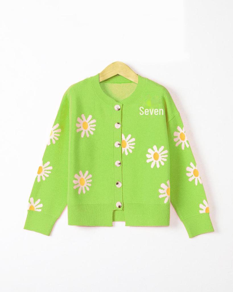 Women's Autumn-Winter Chrysanthemum Embroidered Knitted Cardigan - Casual, Simple, Fashionable, Elegant Sweater