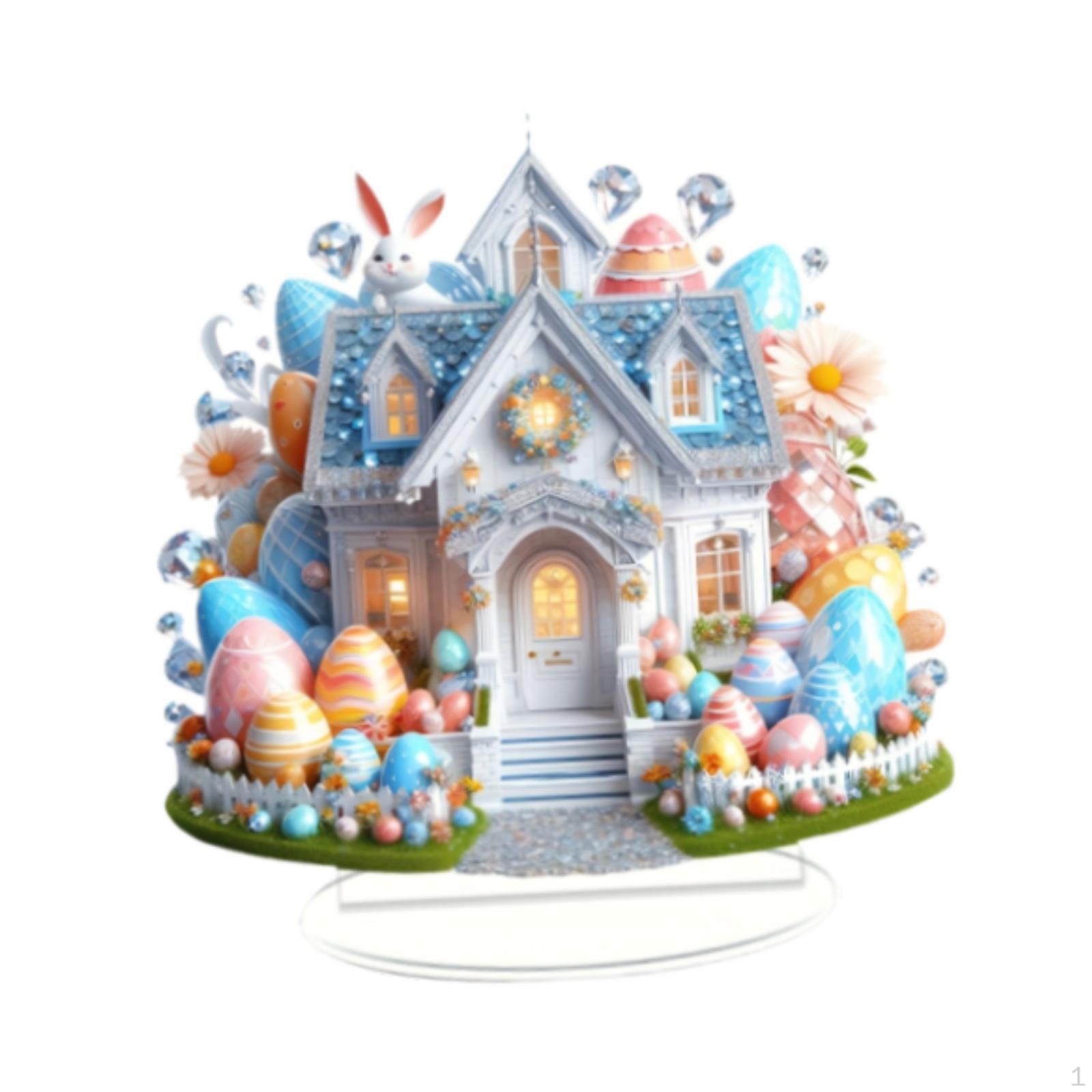 

2D пасхальный кролик яйцо украшение акриловый знак коллекционные предметы подарок другу плоский настольный орнамент для Style D