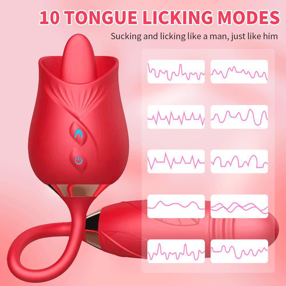 Licking Vibrator G Spot Clitoral Nipple Stimulator Massager Thrusting Dildo 2 In 1 Sex Toy for Women Adult Products