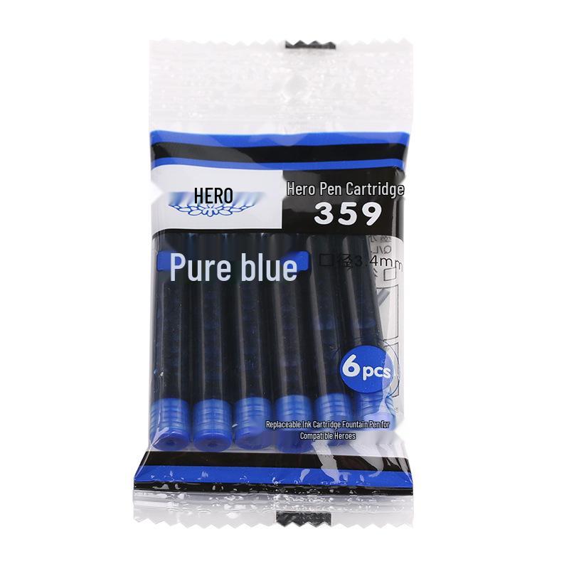 Hero 359 Fountain Pen with Replaceable 3.4mm Blue-Black Ink Cartridge