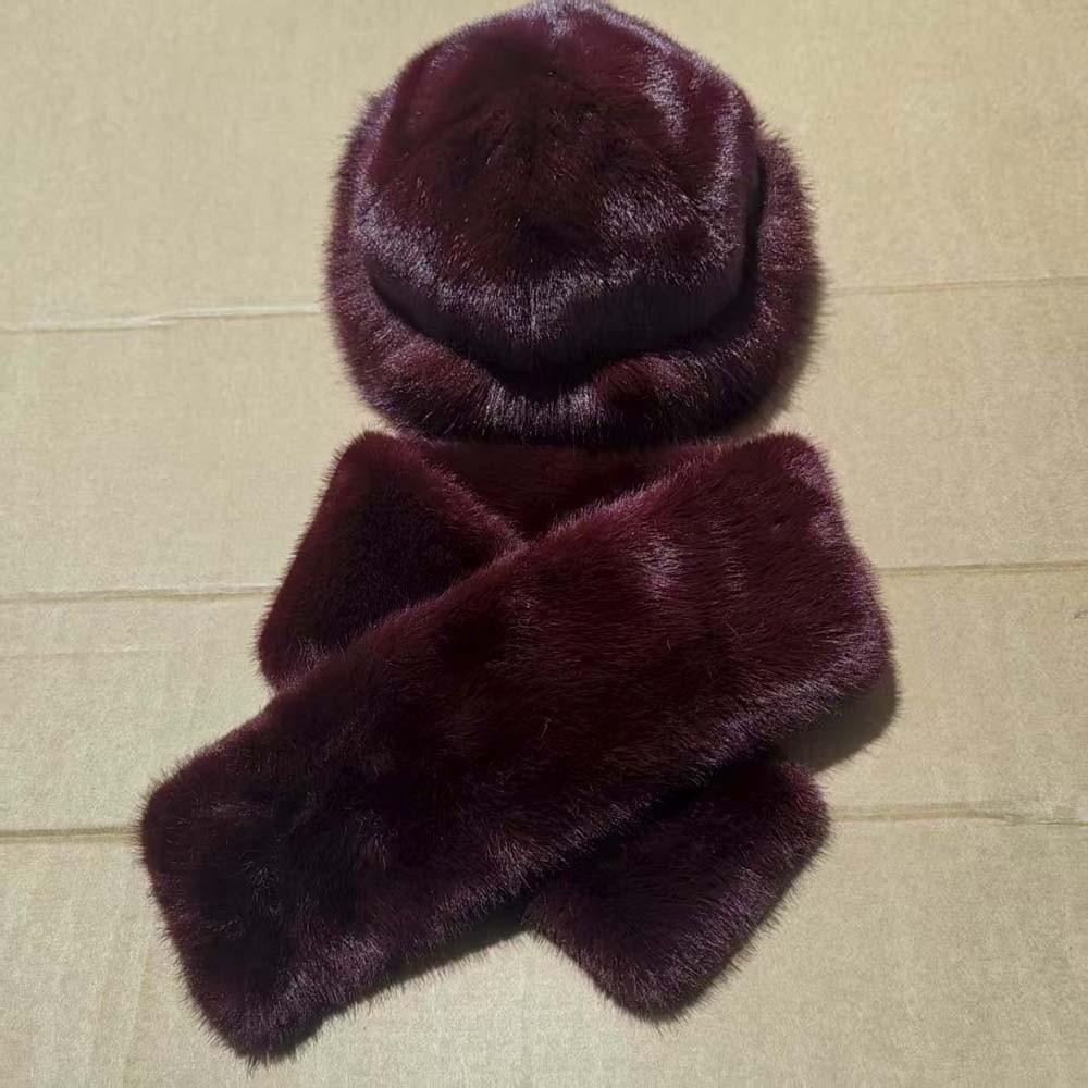 Windproof Russian Style Beanie Thickened Faux Mink Headwear Cossack Hat Set  Commuting