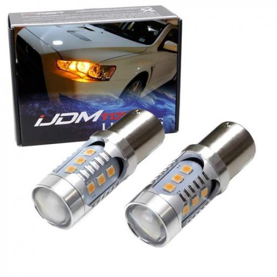 2500K Amber 15-SMD 1156 LED Bulbs for 08-15 Lancer Evo X Daytime Running Lights