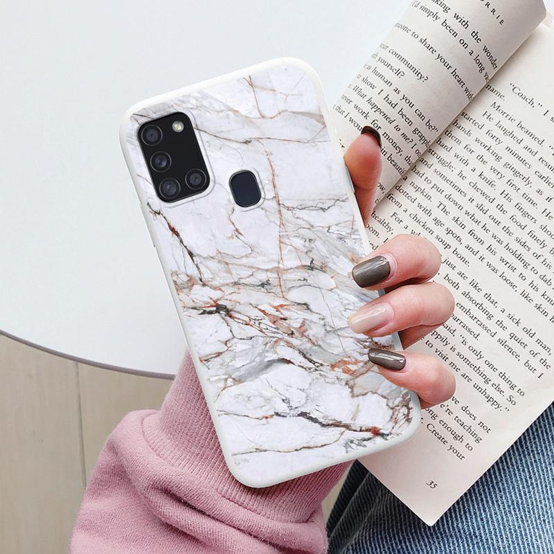 Case For Samsung Galaxy A21S Back Cover Protective Silicone Fundas Fashion Marble Stone Texture Coque For Samsung A21S Capa