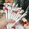 10Pcs White Cartoon Christmas Quick-drying Ink Ballpoint Pen Stationery for Christmas Gifts Holiday Gift Novelty Stationery Teacher Party Favors Back
