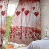 Valentine Day Decorative Curtain Heart Rose Flower Holiday Decoration Design Lightweight Breathable Semi Transparent Polyester Material Suitable
