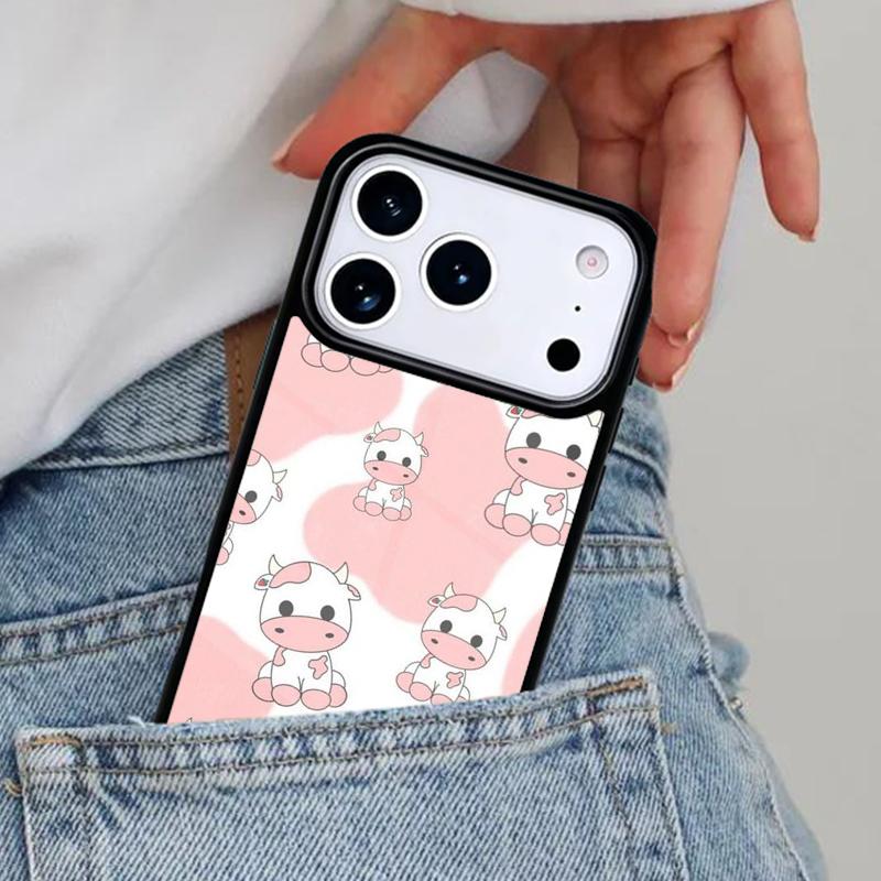 Animal Cute Cartoon Cow Phone Case for iPhone 16e 15 14 13 12 17 Pro Max Plus Air 17pro Cover Coque