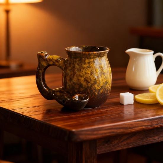 Unique Glaze Ceramic Mug Wake And Bake Coffee Pot Shaped Handle Novelty Gifts Cup with Ergonomic