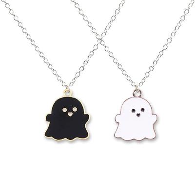 Nette Cartoon Geist Freundschaft Paar Anhänger Halsketten Mode Weibliche Männer Beste Freund Schöne Frauen Halsketten Schmuck