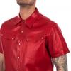 100% Pure Original Leather Genuine Lambskin Formal Casual Red Shirt Handmade Men Stylish Classic