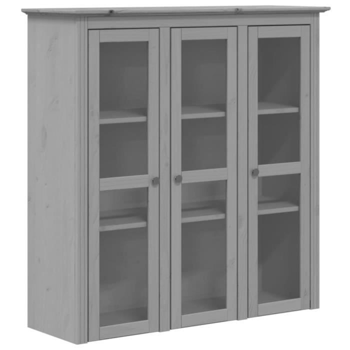 VidaXL Armoire avec portes vitrées BODO gris bois de pin massif 355079