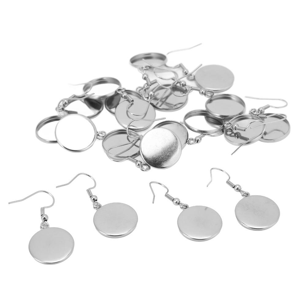 20pcs 16mm Earring Blank Bezels Stainless Steel Blank Bezel Earring Trays  Resin Pendants