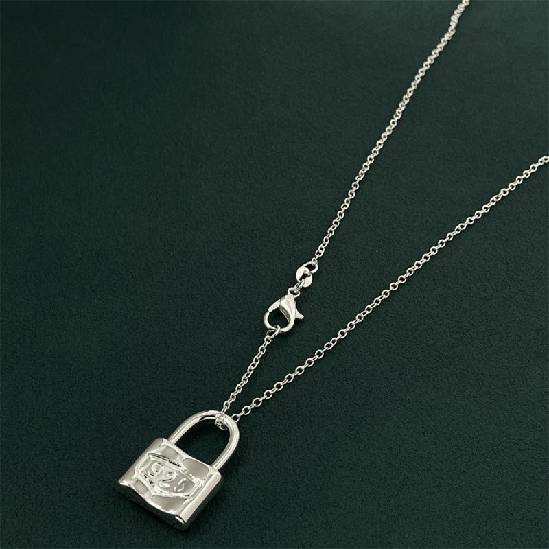 Korean fashion 925 Sterling Silver stunning Lock lovely necklace for women wedding party Anniversary gift streetwear jewelry
